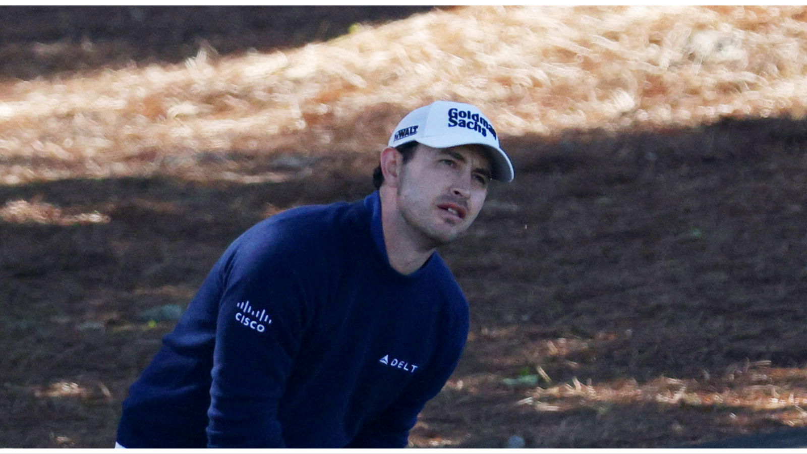 One of us! One of us! Watch Patrick Cantlay chunk a chip right into a tree!